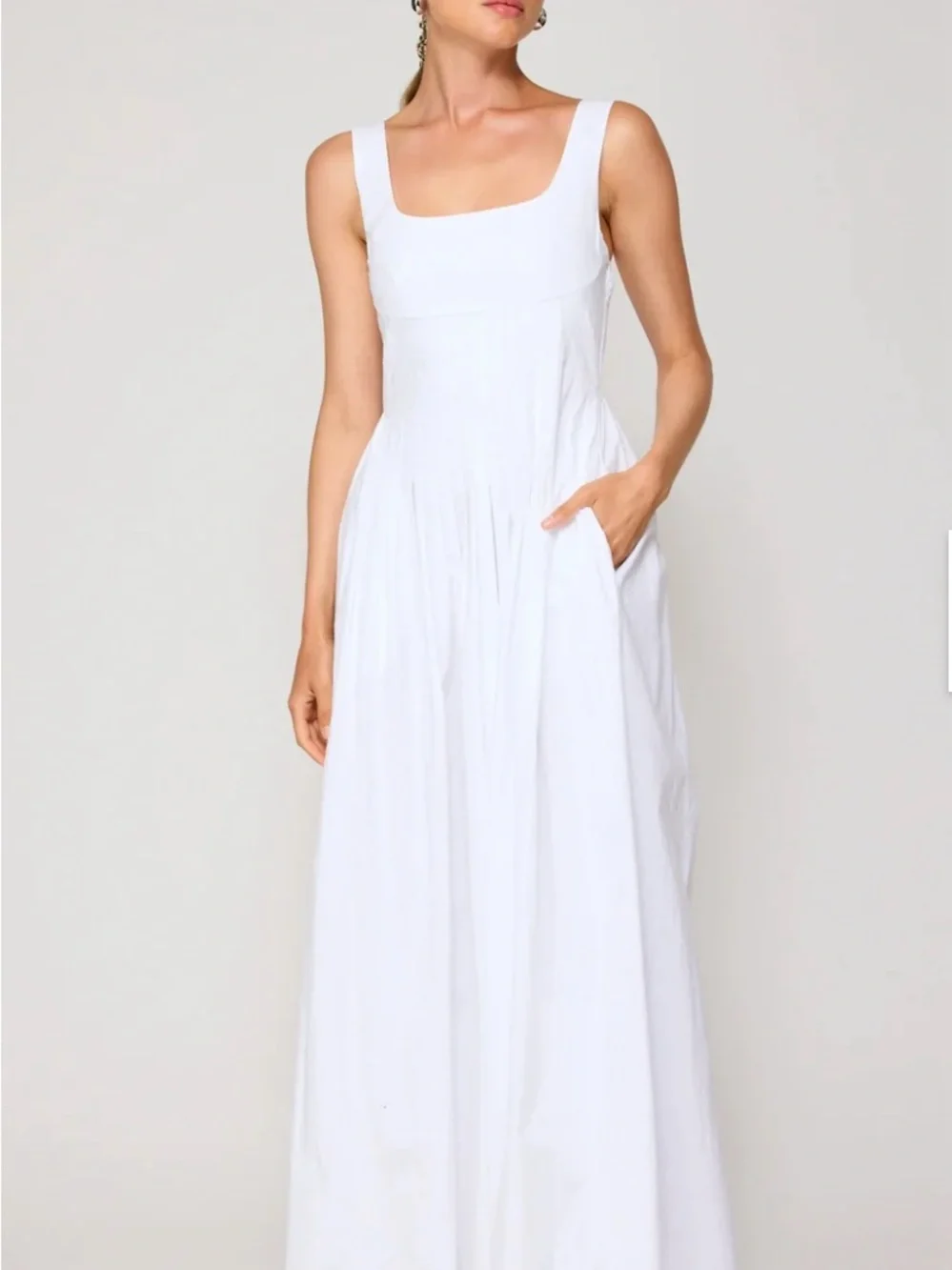Line and Dot White Sleeveless Romper with Pintuck Bodice - XSmall - Picture 3 of 9